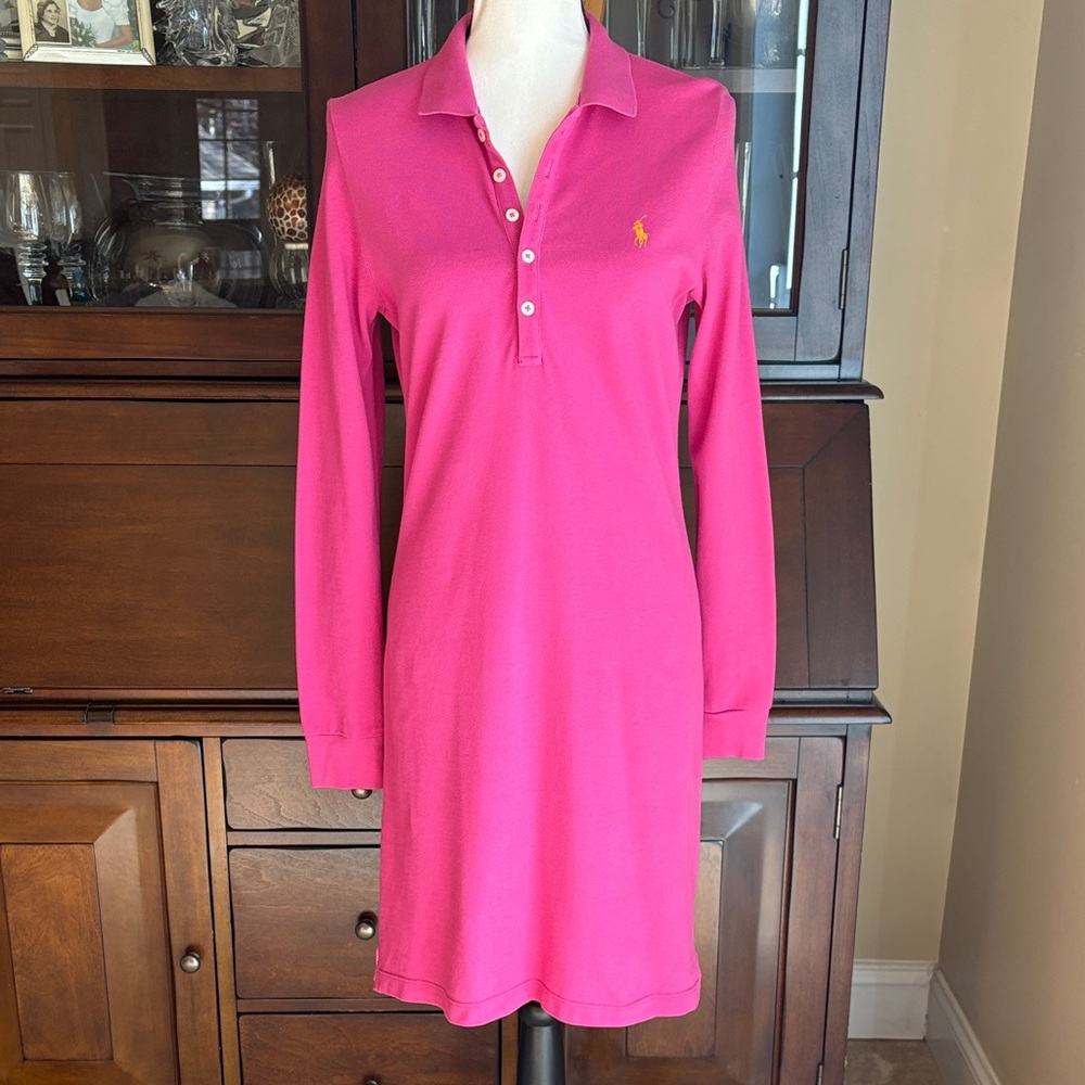 Ralph Lauren Sport Fuchsia Polo Pique Cotton Dress M - Picture 2 of 11